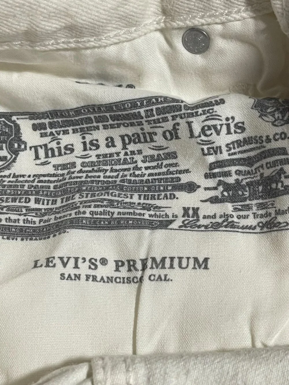 Levis 501 Premium Original White Denim Jeans Mens 25x30 Straight Leg Button Fly